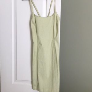 Lime green, gingham sheath, cross back dress